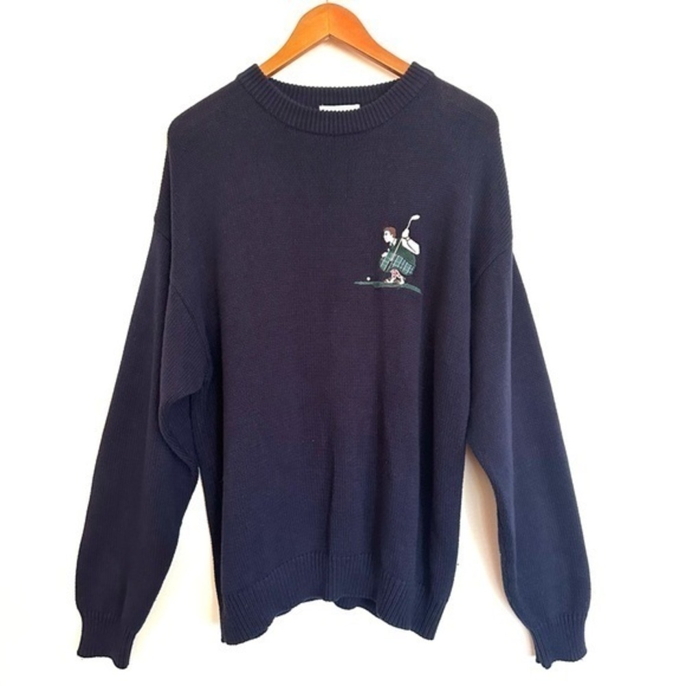 Izod Vintage Men’s Gold Sweater Navy Blue Size Large